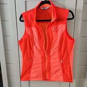 #119 Black Yak Women's Orange Zippered Pocketed  Vest Ptp 21